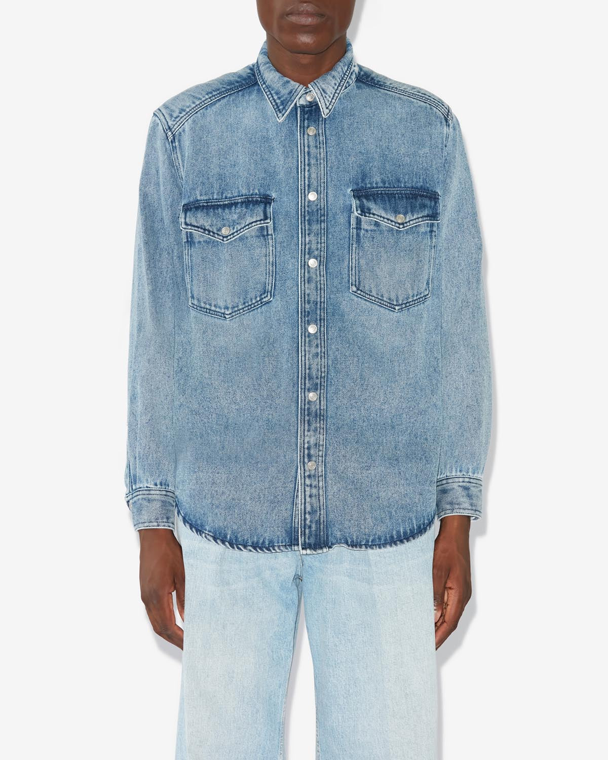 Isabel Marant Taily chemise bleu clair denim fluide