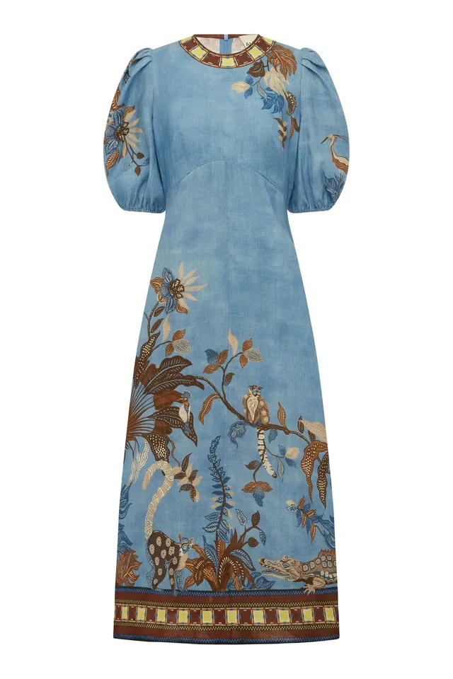 Alemäis Georgie Midi Dress robe midi lin jungle