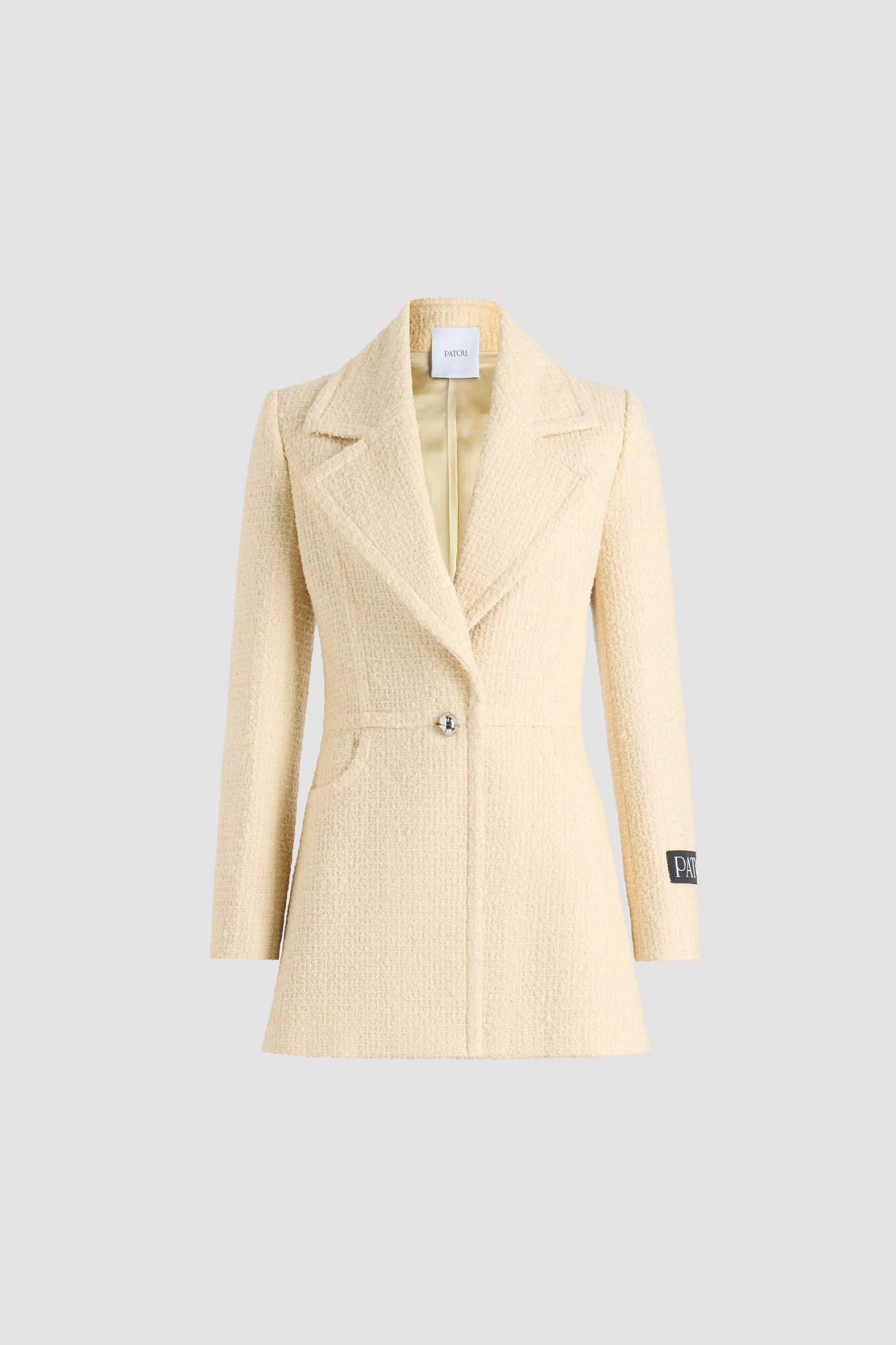 Patou H25JA056 veste longue tweed blanc