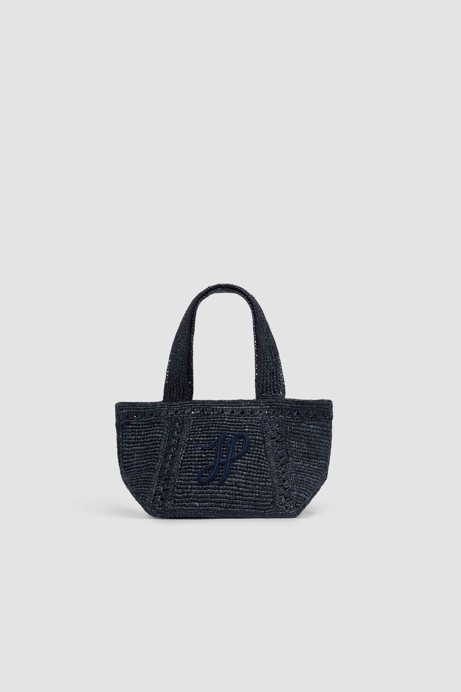 Patou AC093 tote raphia Small Navy Black