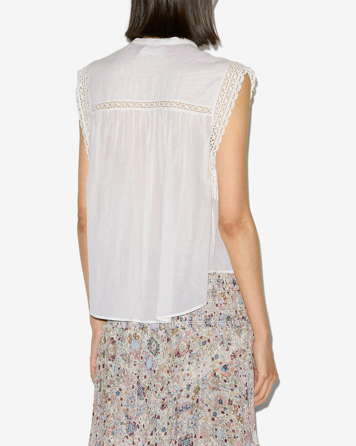 Isabel Marant Gresia Top voile coton blanc dentelle