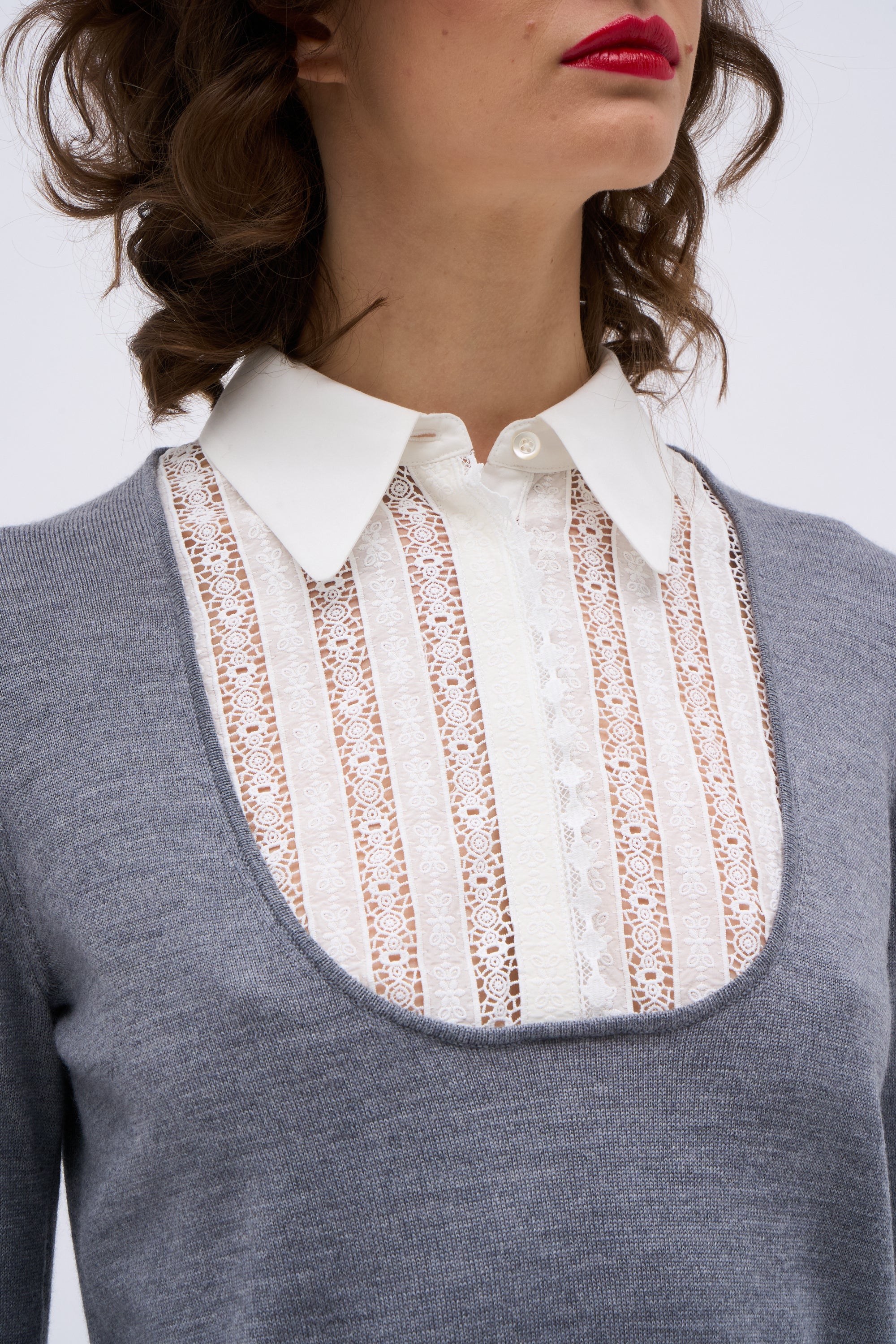 Paul & Joe Mailles Pull Candelabre laine mérinos dentelle