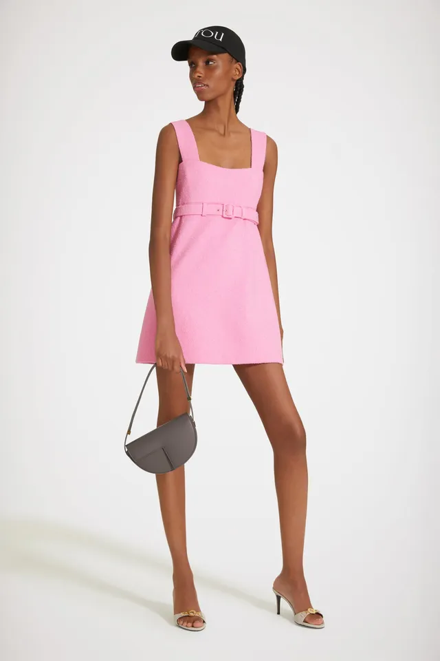 Patou P23DR1050134453B robe tweed Begonia Pink ceinturée