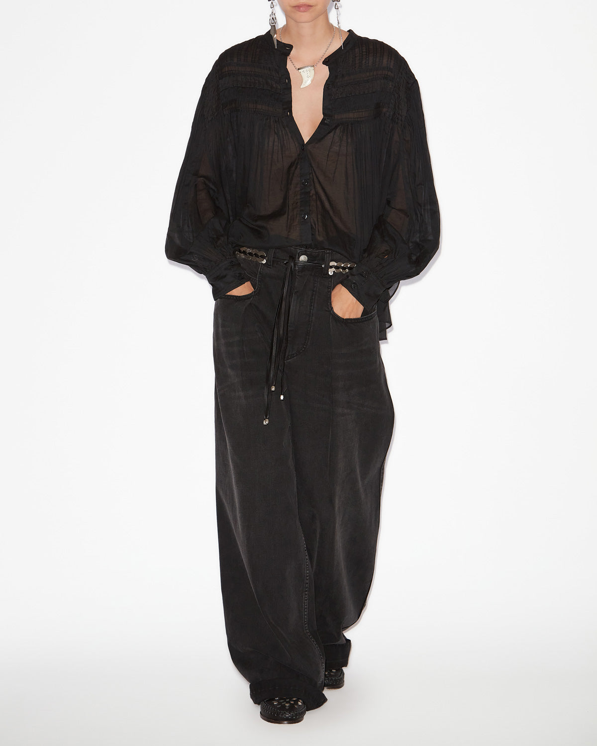Isabel Marant Plalia HT0002FC blouse voile noir froncé