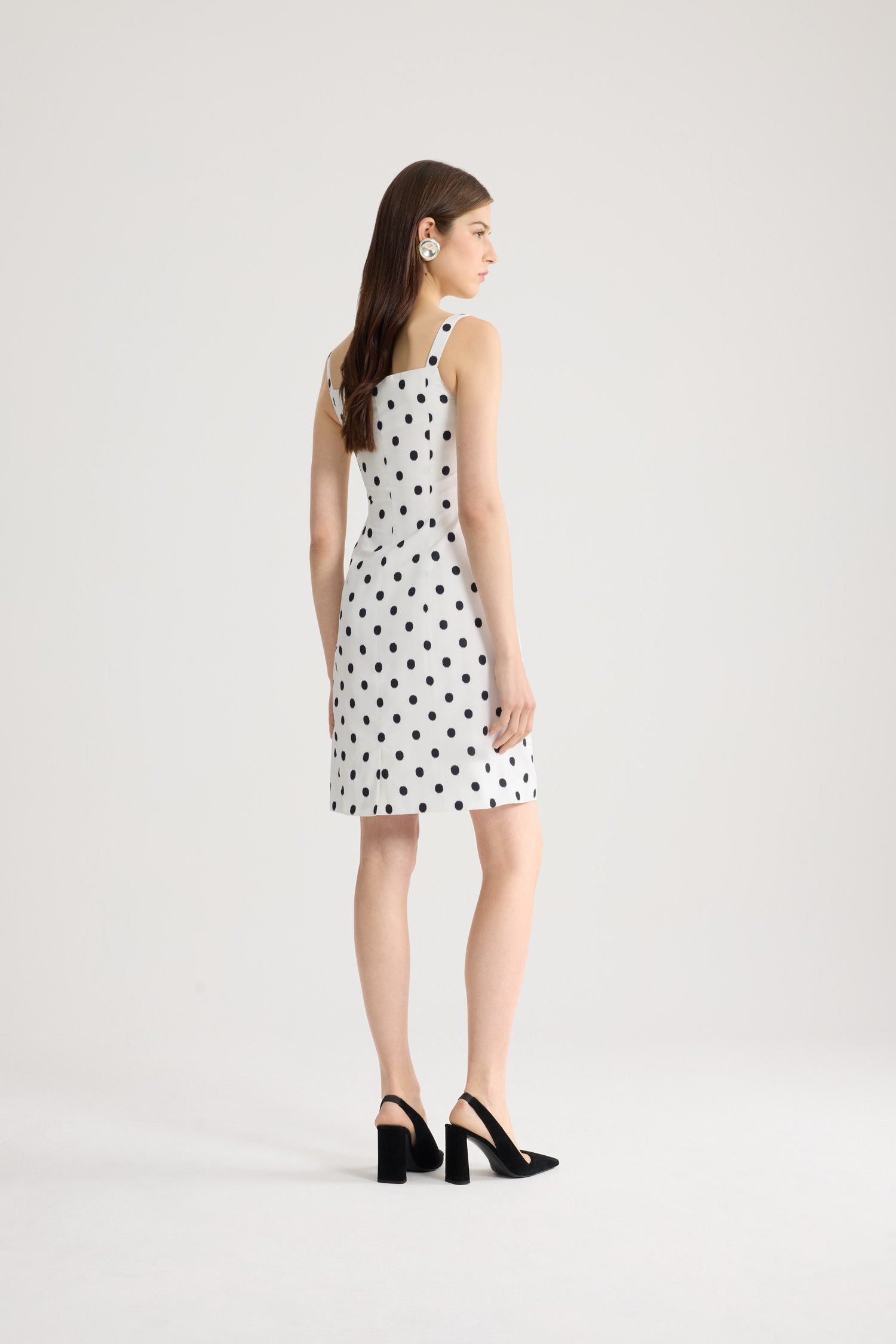 Patou P26DR24902455964 robe fourreau midi blanche pois bleus