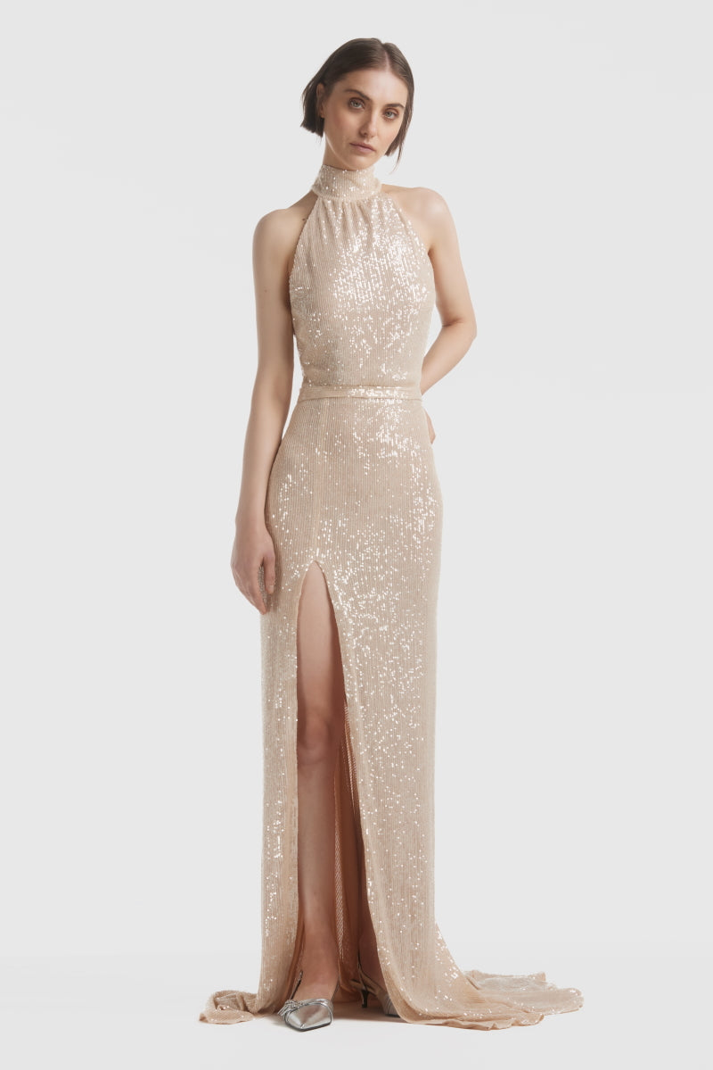 ATU Sequins Nude Sequin Gown robe S