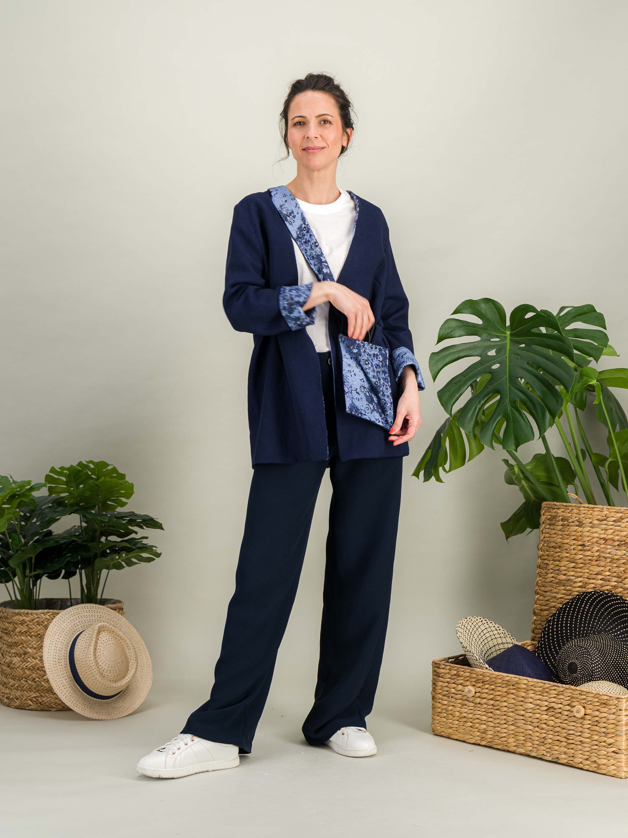 Anahide Saint André Hana veste kimono réversible laine S