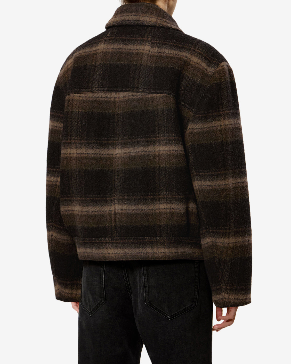 Isabel Marant Galeane manteau laine noir à carreaux franges