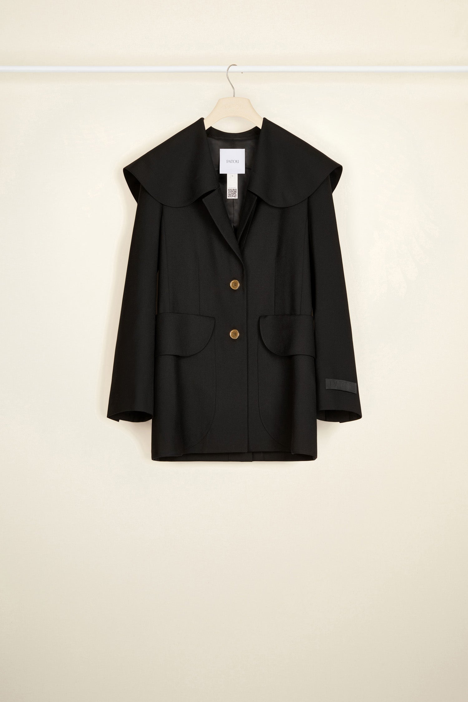 Patou JA016 veste laine sailor noire ceinture