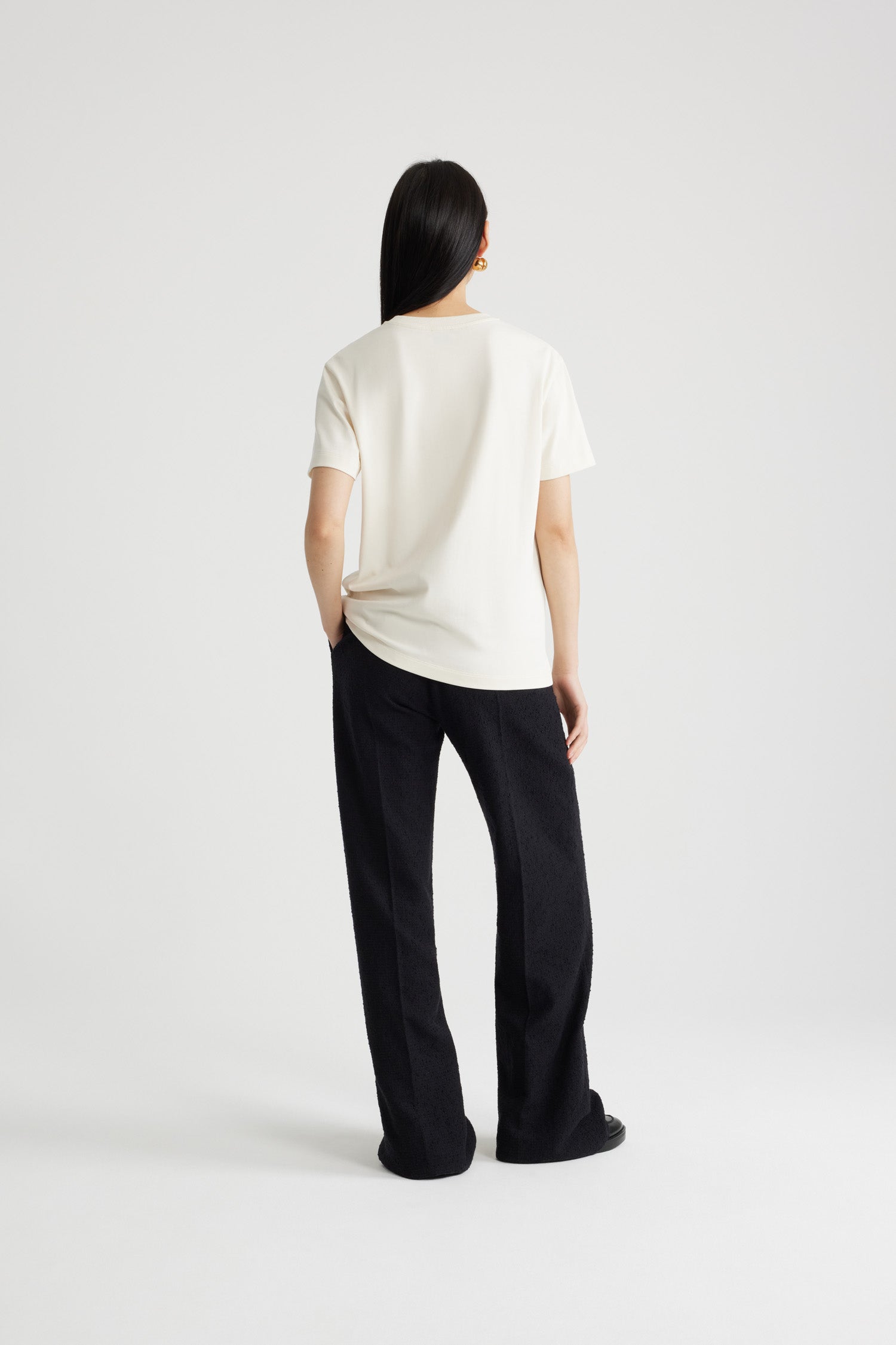 Patou JE125 t-shirt coton bio brodé écru Angora unisexe
