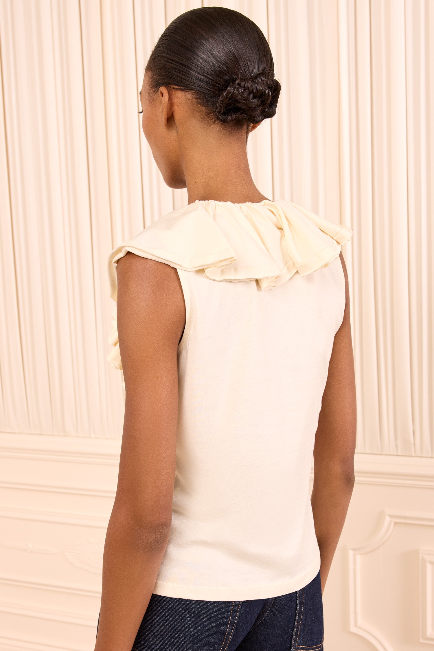 Ulla Johnson Elsie Top haut coton blanc Cowrie sans manches