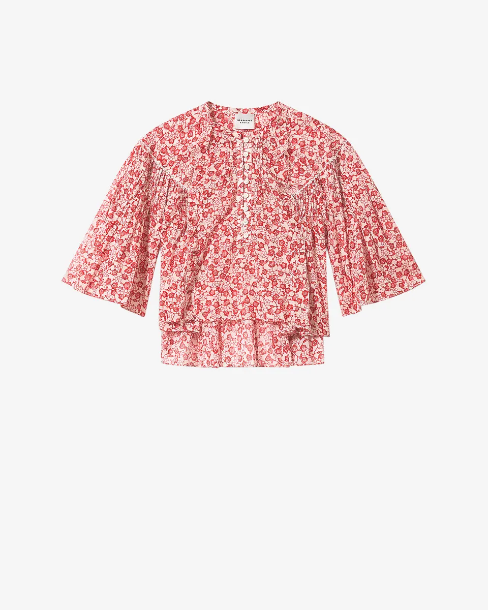 Isabel Marant Veelia top voile coton rouge coupe evasee