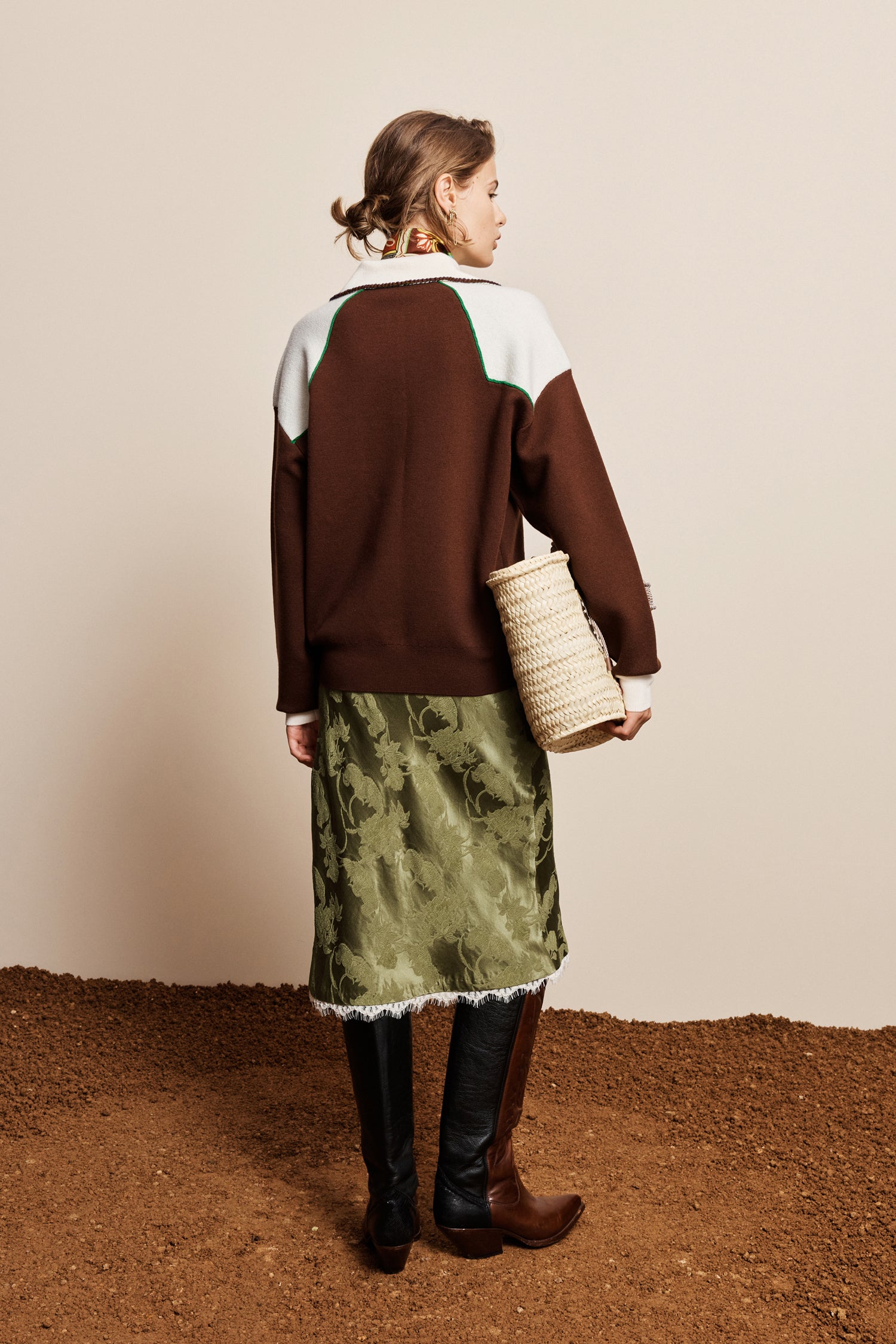 Alemais Lasso Knit Polo pull chocolat laine mérinos