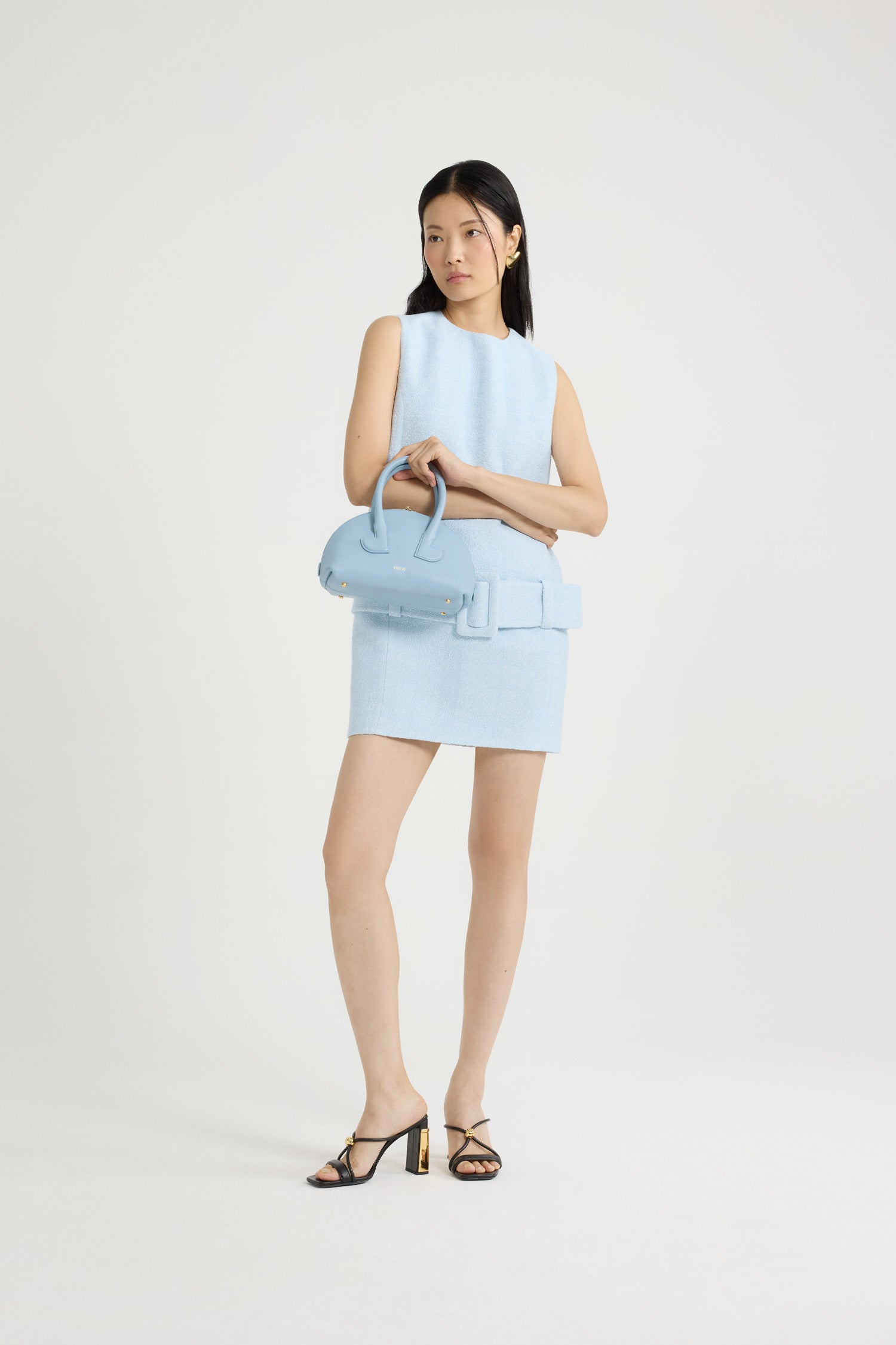 Patou DR160 robe tweed coton bleu Skylight Blue