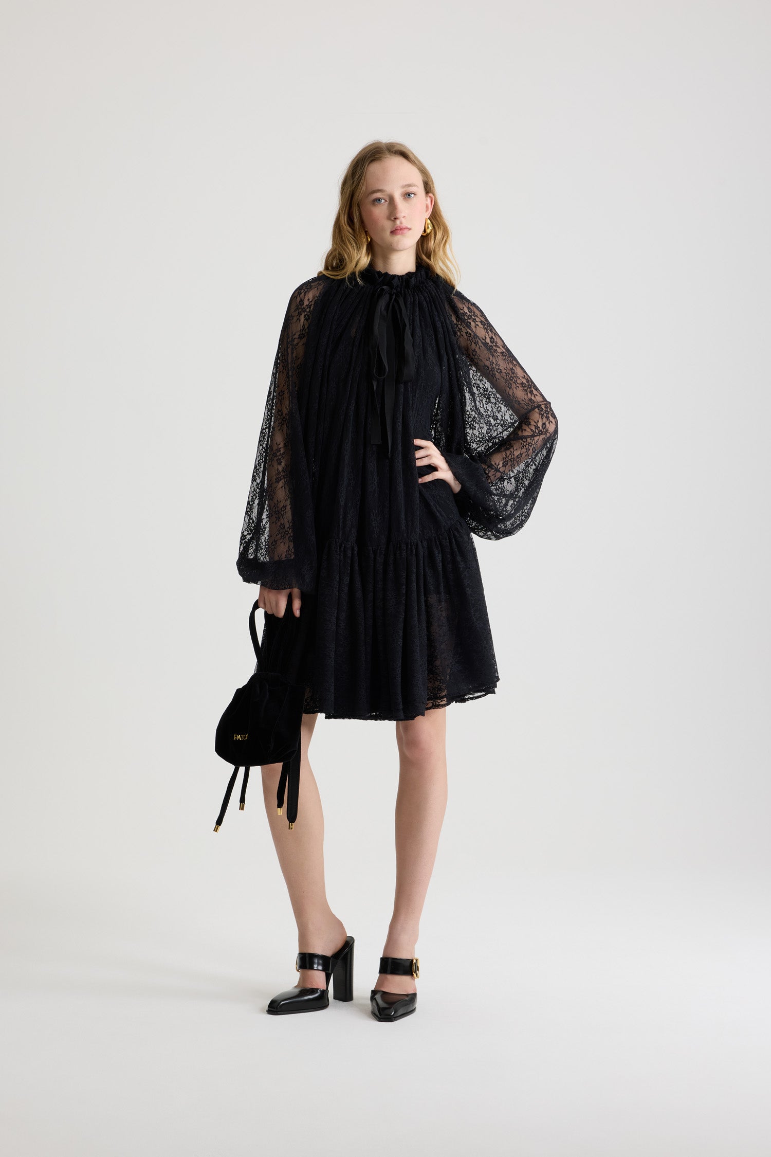 Patou Iconic JE203 robe dentelle jersey noir
