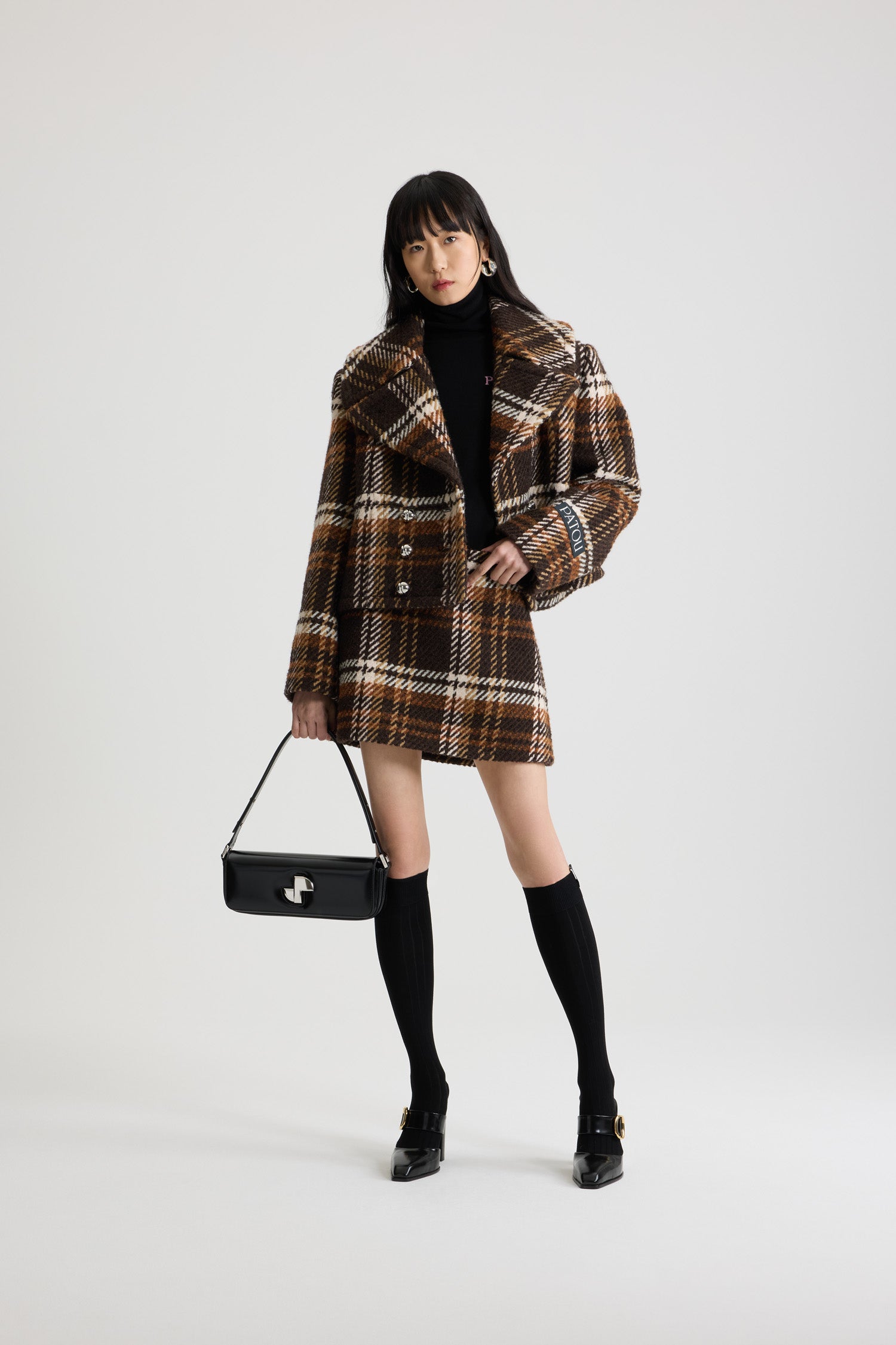 Patou CO031 manteau croisé laine à carreaux