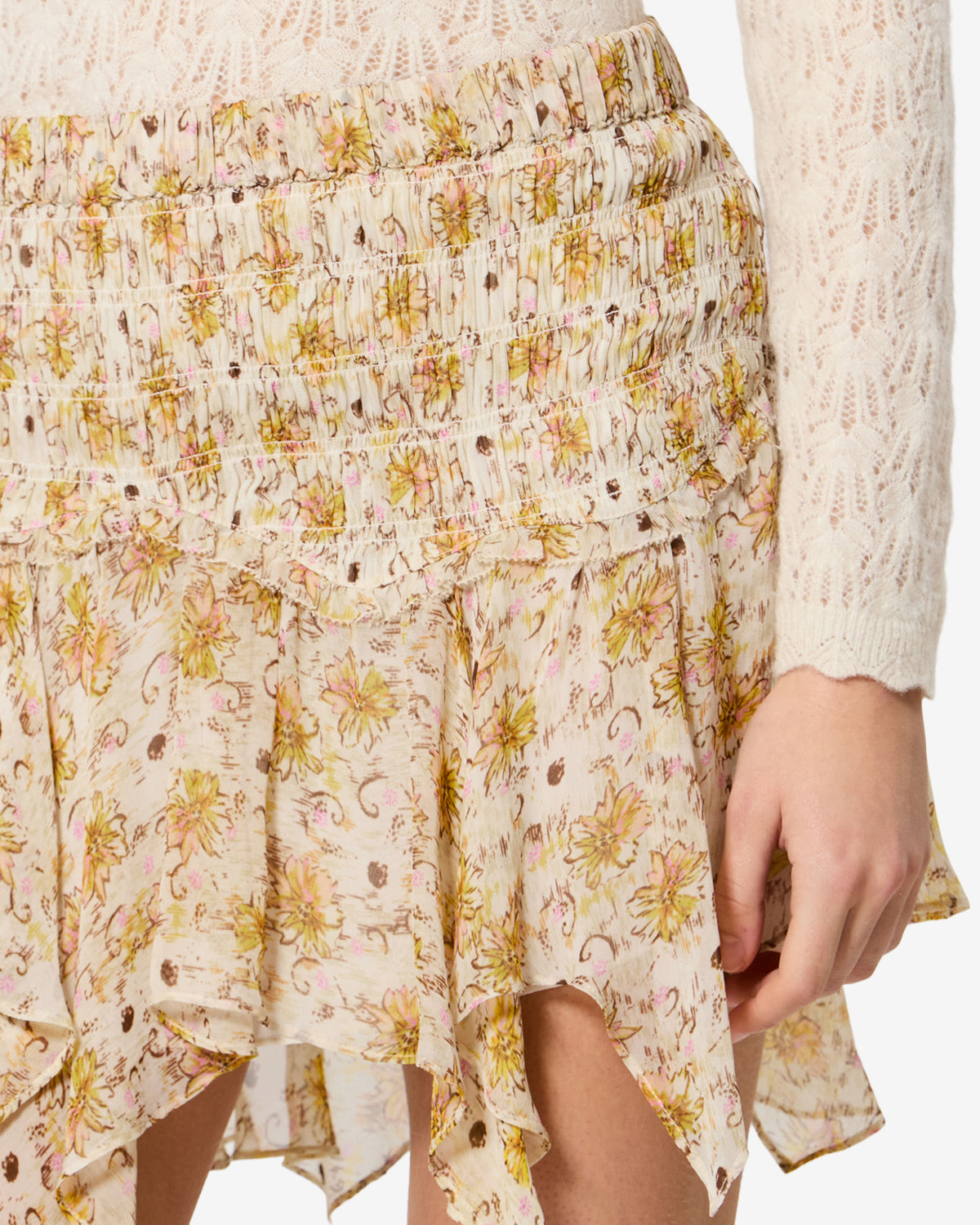 Isabel Marant Fiala JU0541FA jupe jaune-écru mousseline