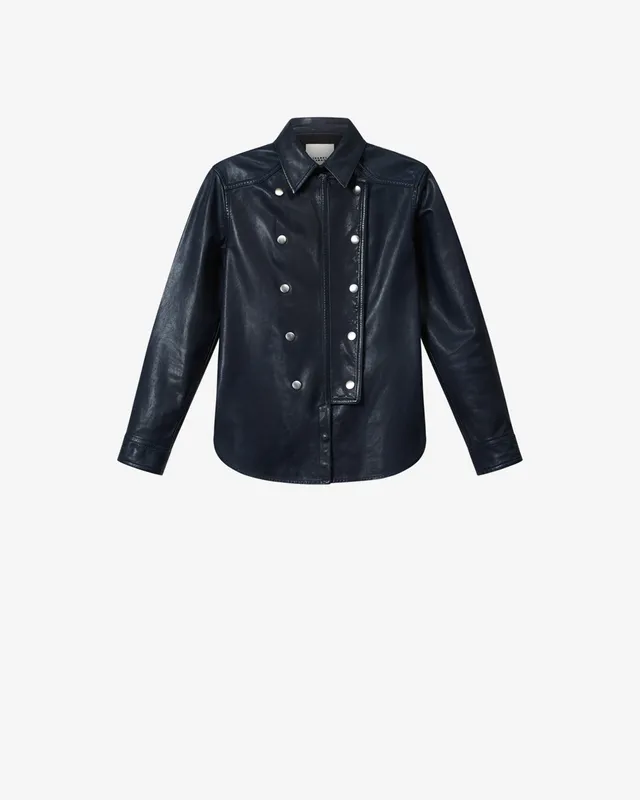 Isabel Marant Valdy CH0365FA chemise cuir bleu marine