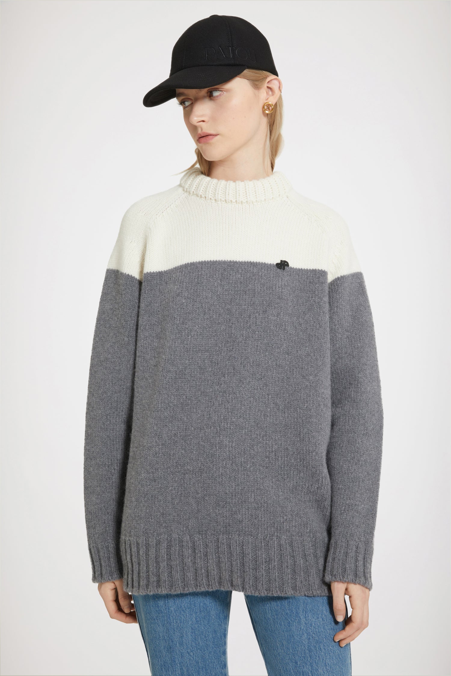 Patou pull col rond KN145 laine cachemire graphite XS-XXL