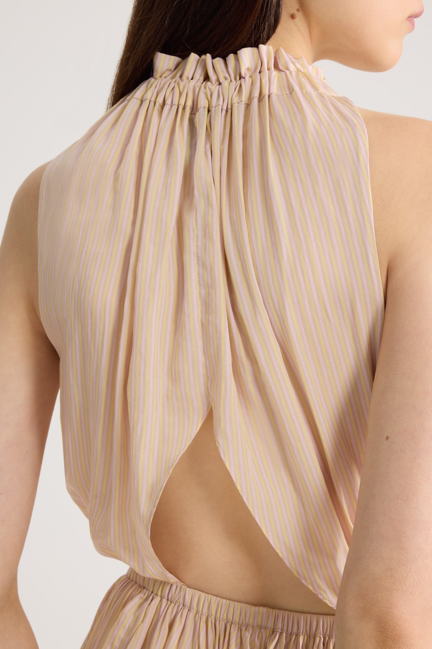 Patou DR24802515971 robe longue voile rayée abricot