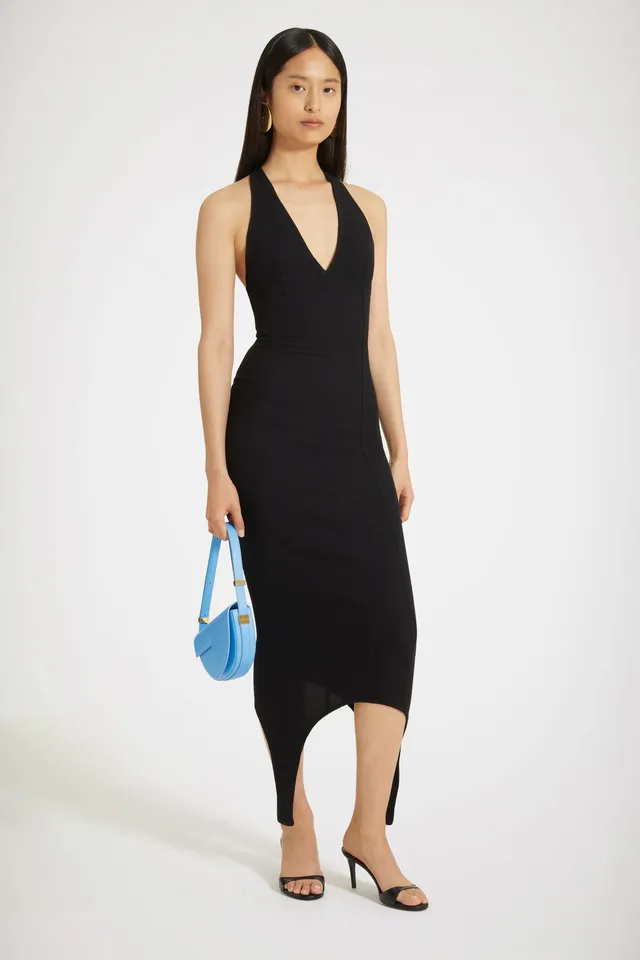 Patou DR109 P23DR1090137999B robe halter midi noire coton 34-44