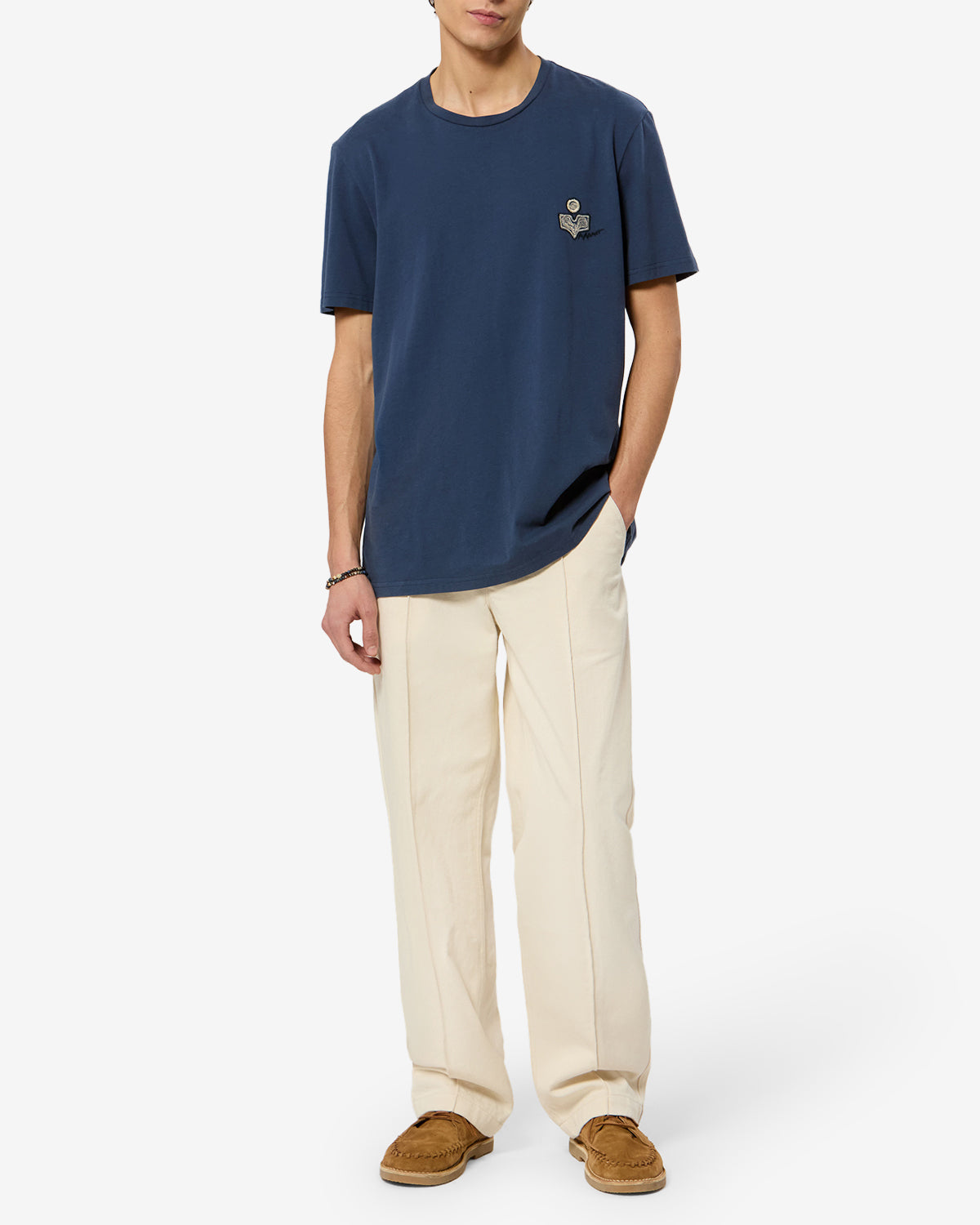 Isabel Marant Honoré t-shirt bleu marine coton logo brodé