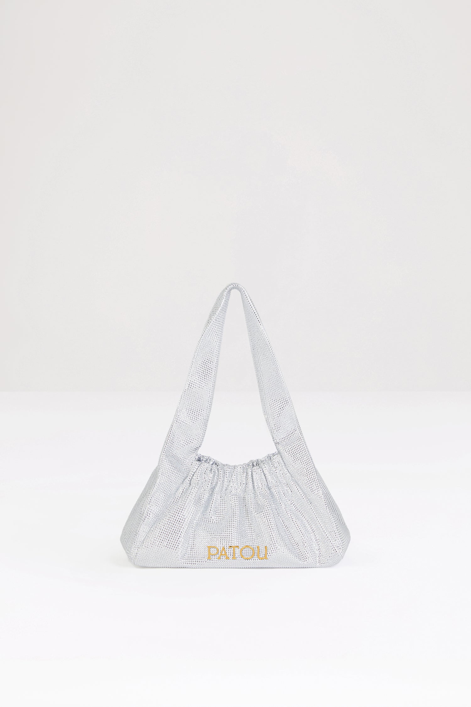 Patou P24AC0540173001W sac Le Biscuit satin blanc strass