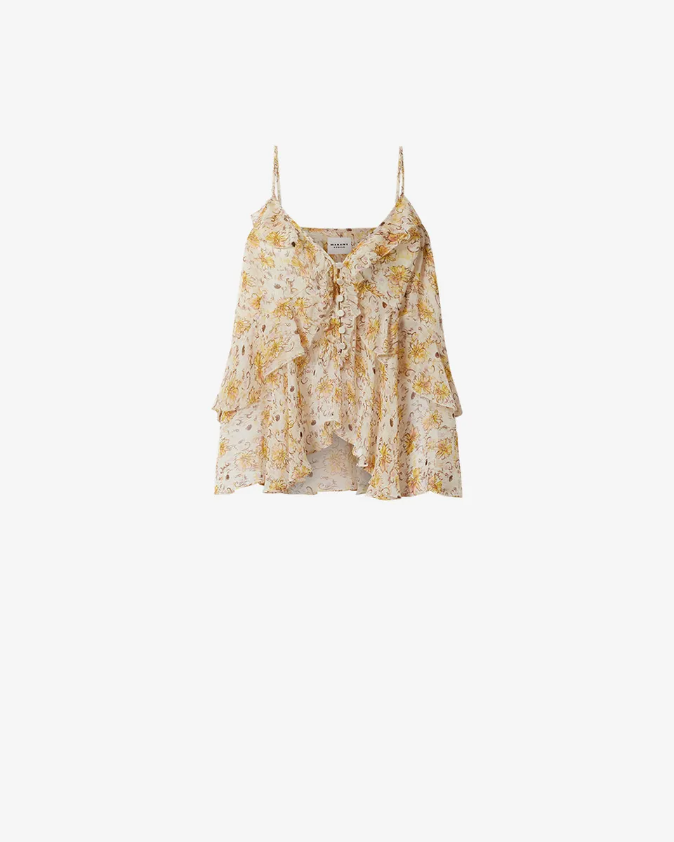 Isabel Marant Briara top mousseline fleuri écru