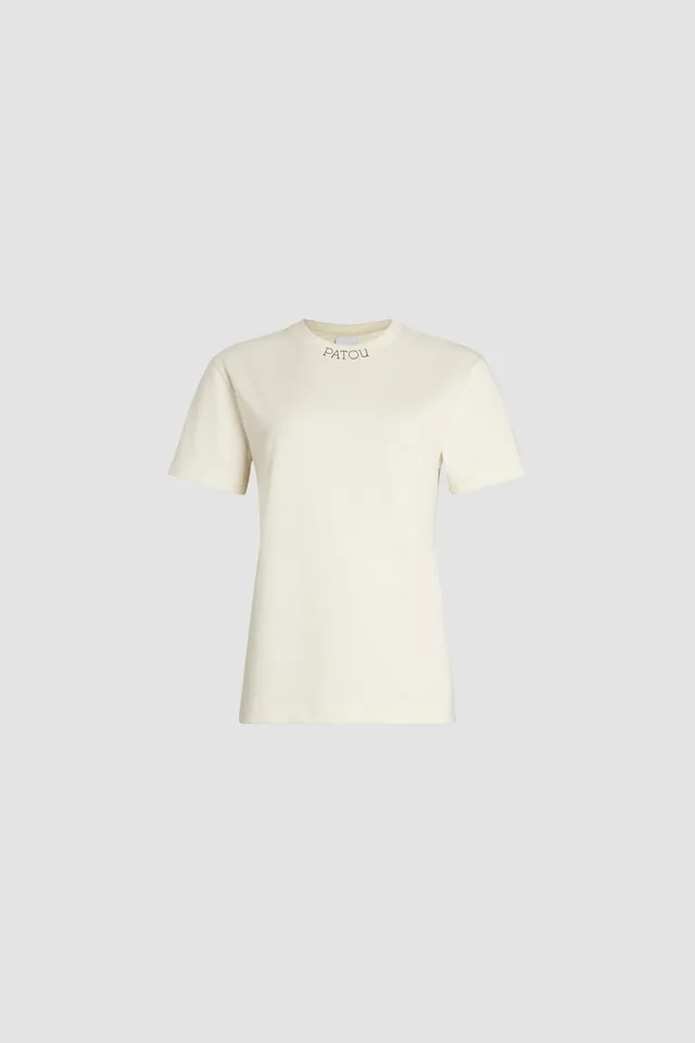 Patou JE125 t-shirt coton bio brodé écru Angora unisexe