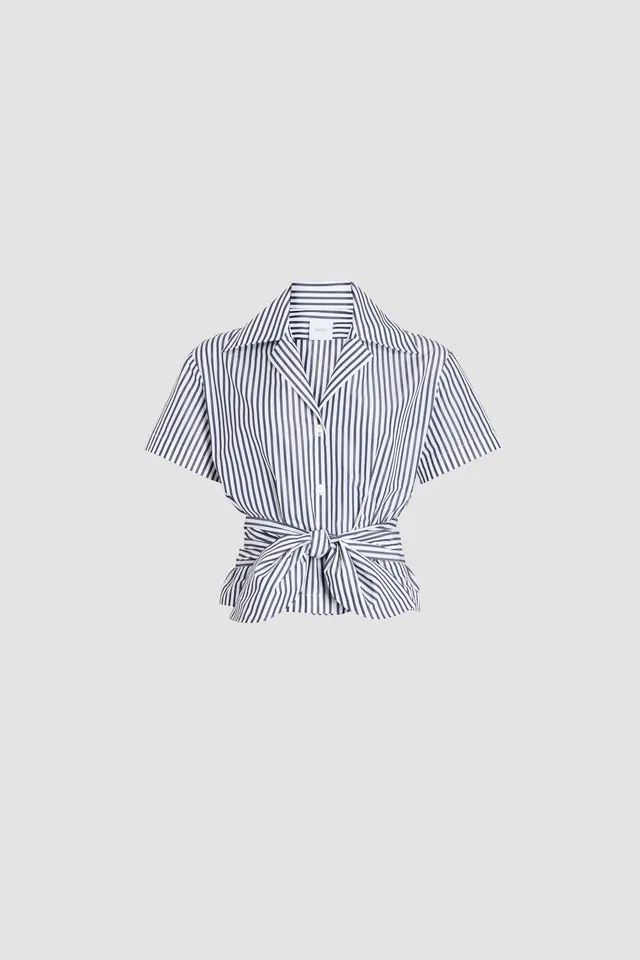 Patou P26BL058 chemise nouée Offshore Stripes rayée