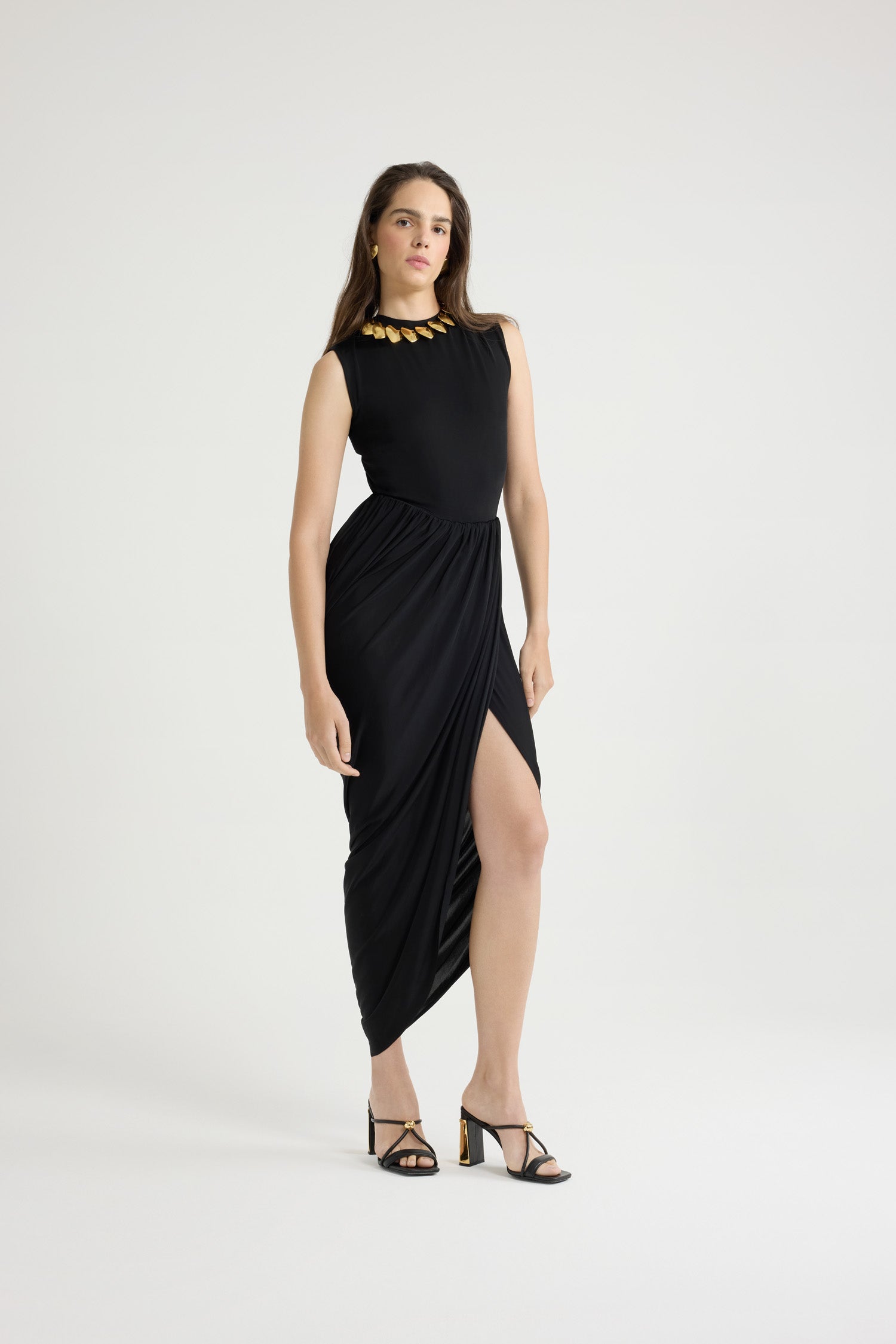 Patou JE147 robe jersey noir dos ouvert midi