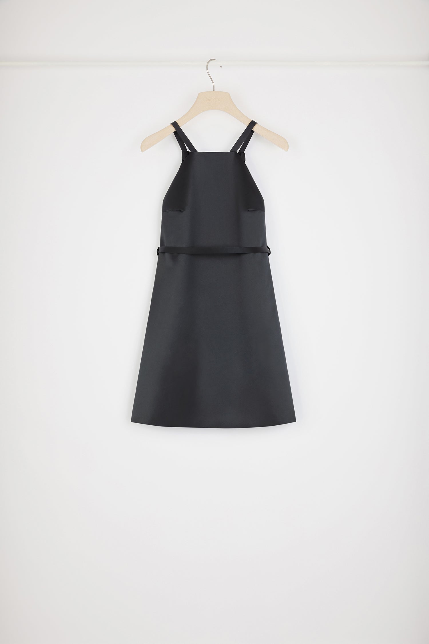 Patou DR130 mini robe satin noire dos noué