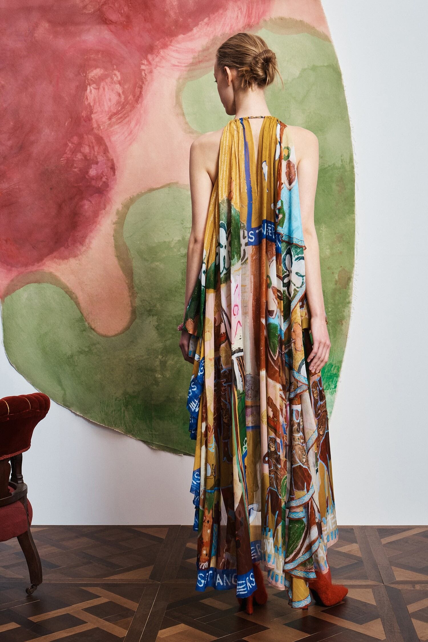 Alemäis Mlak Halter Gown robe longue licou viscose imprimée