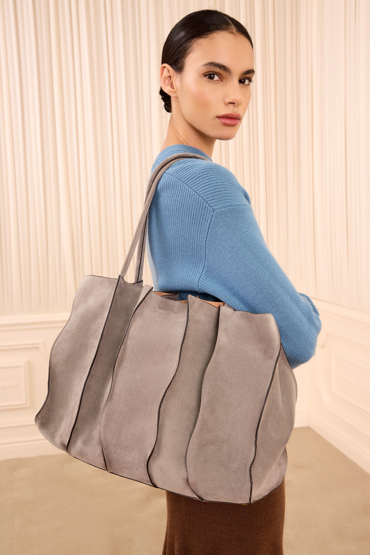 Ulla Johnson Adria tote daim gris Dove