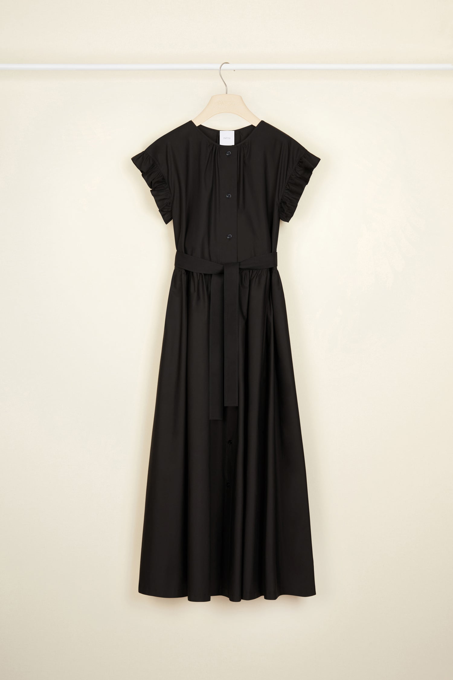 Patou DR087 robe coton maxi noire volants
