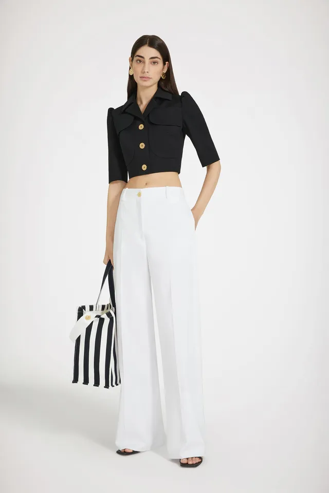 Patou JA039 veste cropped gabardine coton noir 38