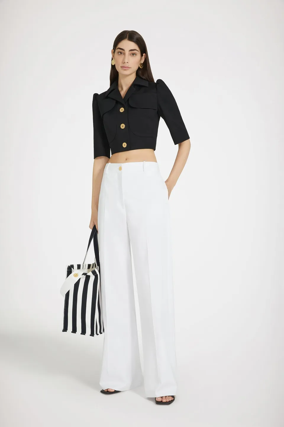 Patou JA039 veste cropped gabardine coton noir 38
