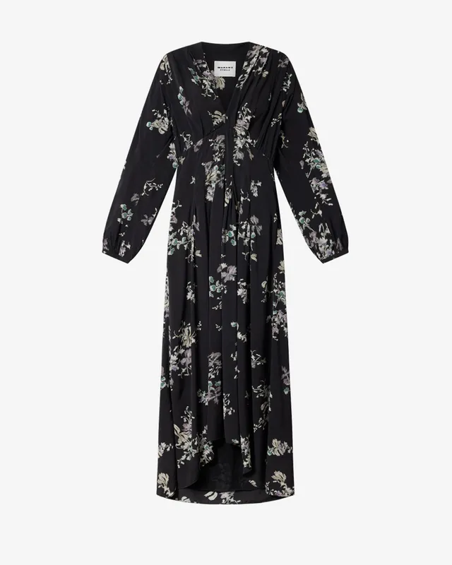 Isabel Marant Lynoa RO1100FA robe longue noire fleurie