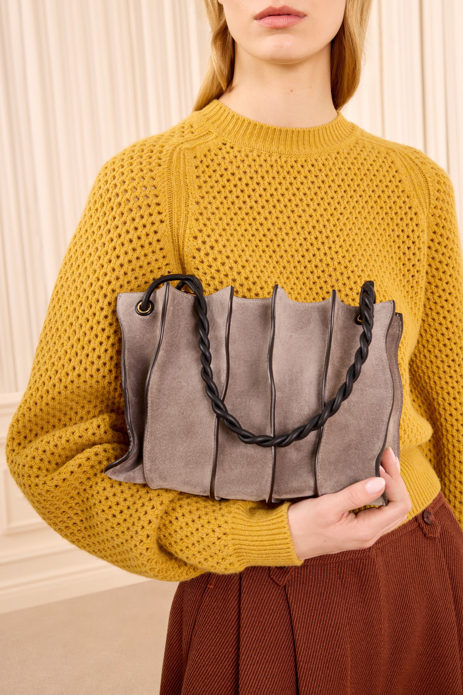 Ulla Johnson Adria Shoulder Bag Dove sac daim gris