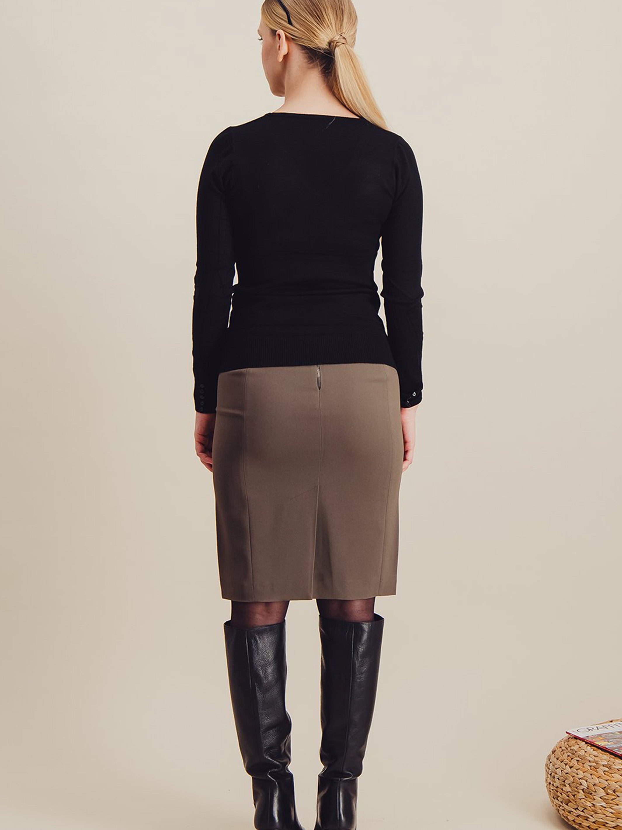 Anahide Saint André Filament jupe droite viscose noire