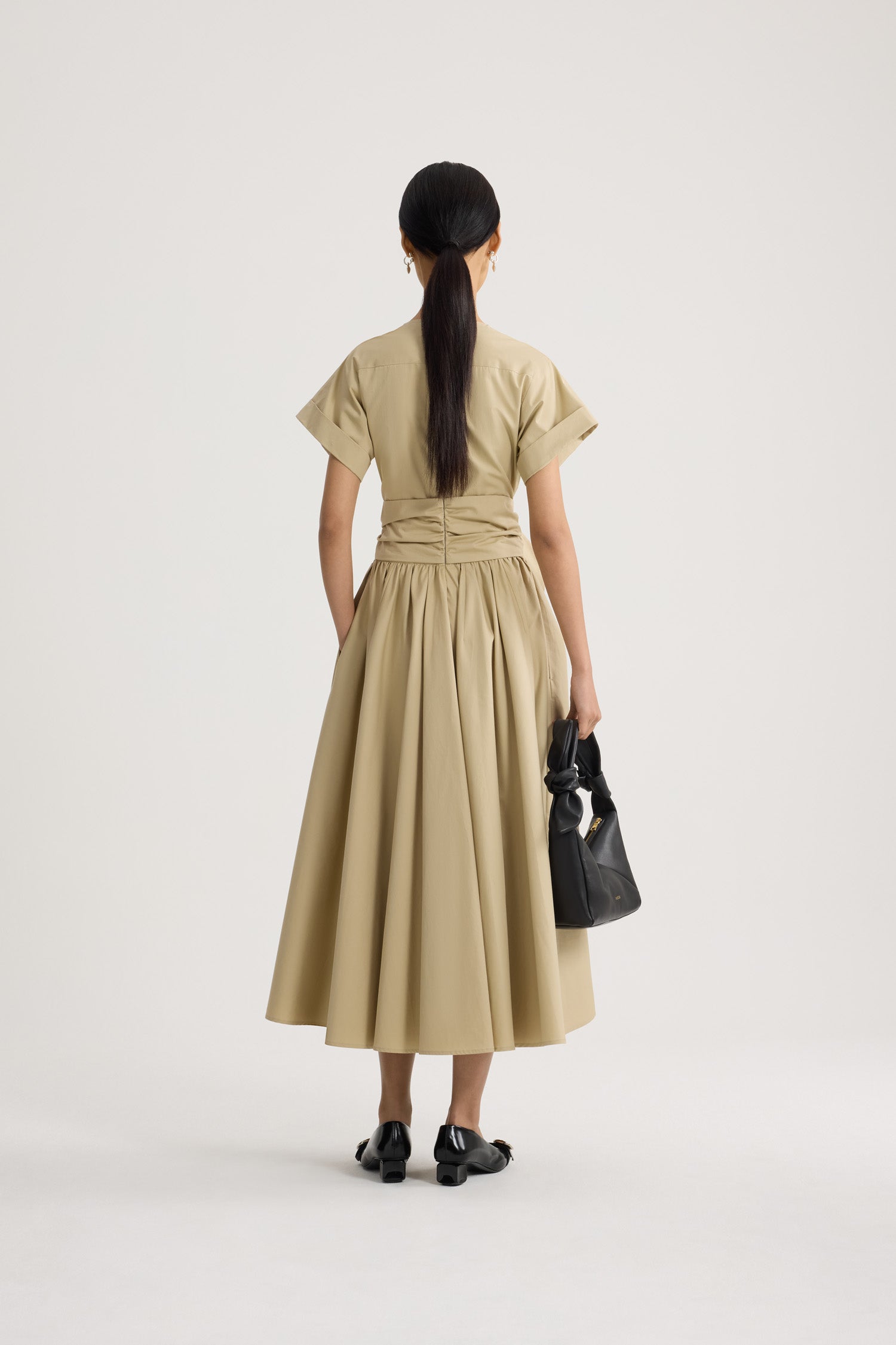 Patou DR241 robe midi coton bio Safari Sand manches courtes
