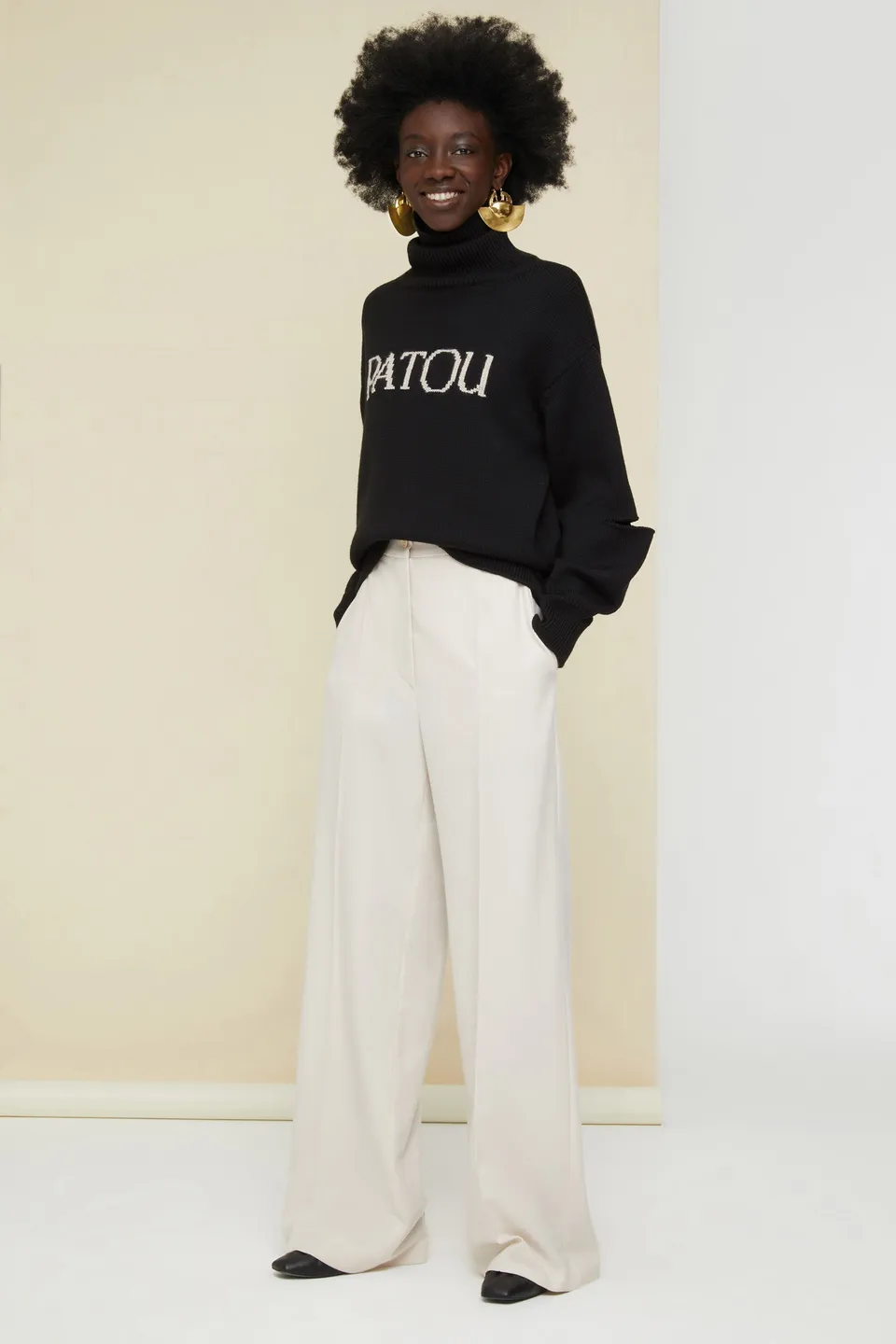 Patou A20TR0020005093C pantalon droit Champagne laine eco