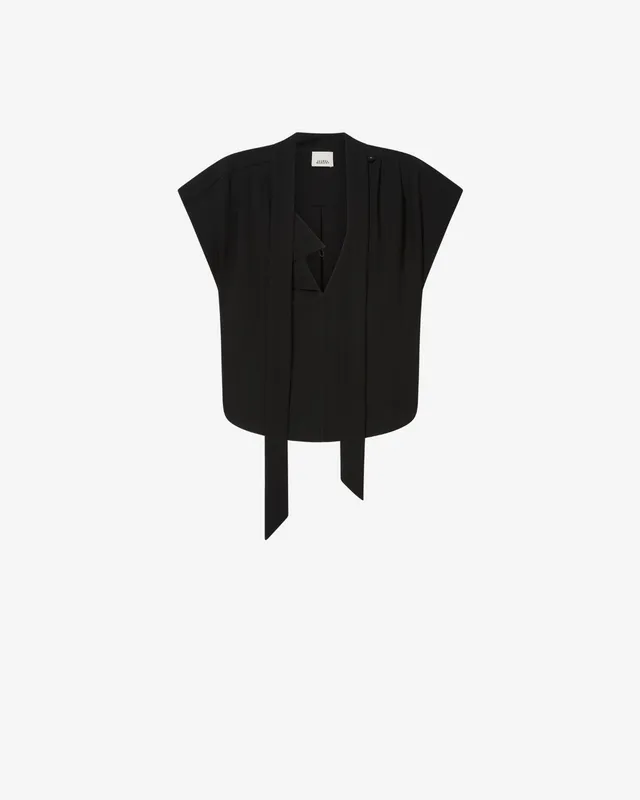 Isabel Marant Selene blouse crêpe noir lavallière