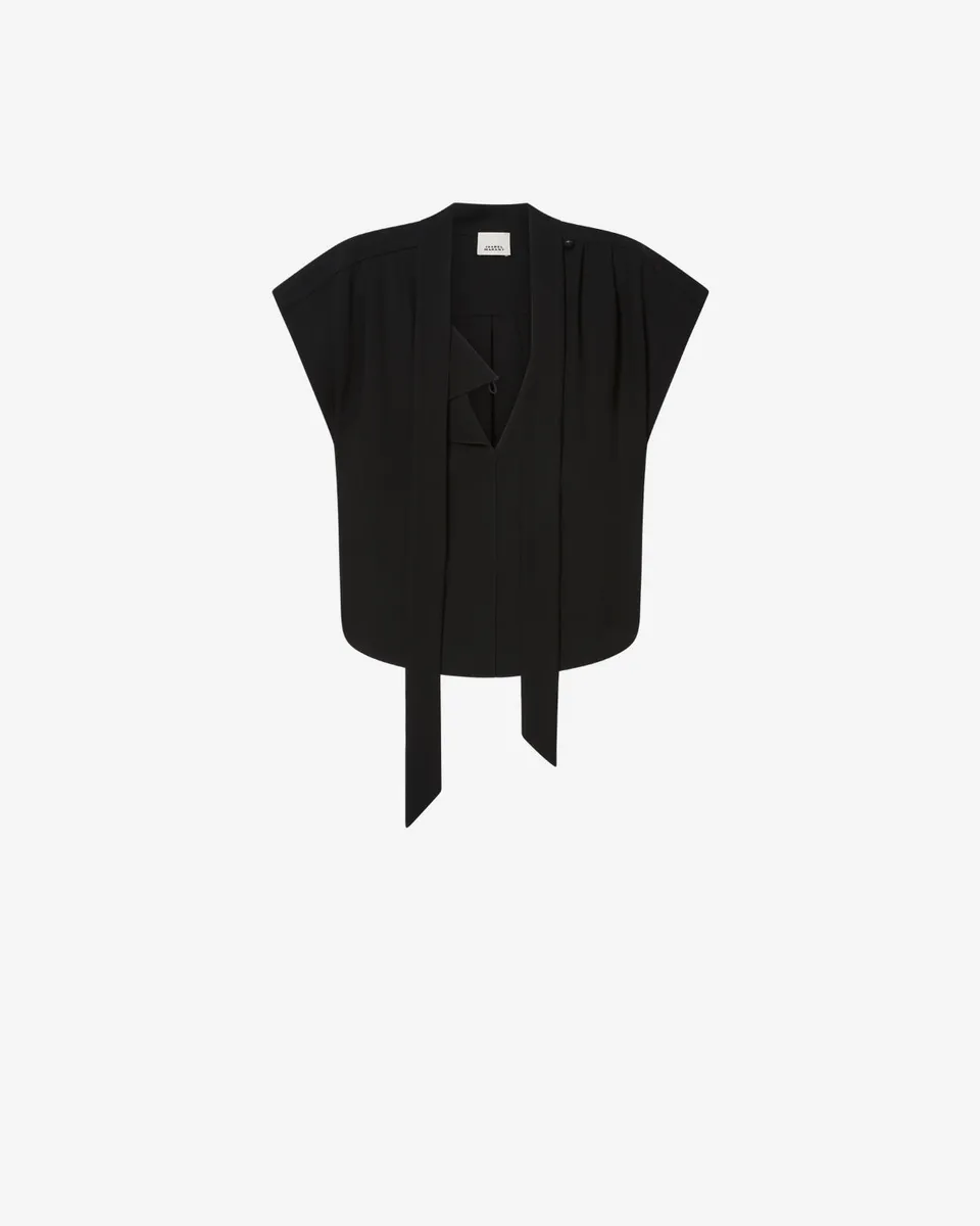 Isabel Marant Selene blouse crêpe noir lavallière