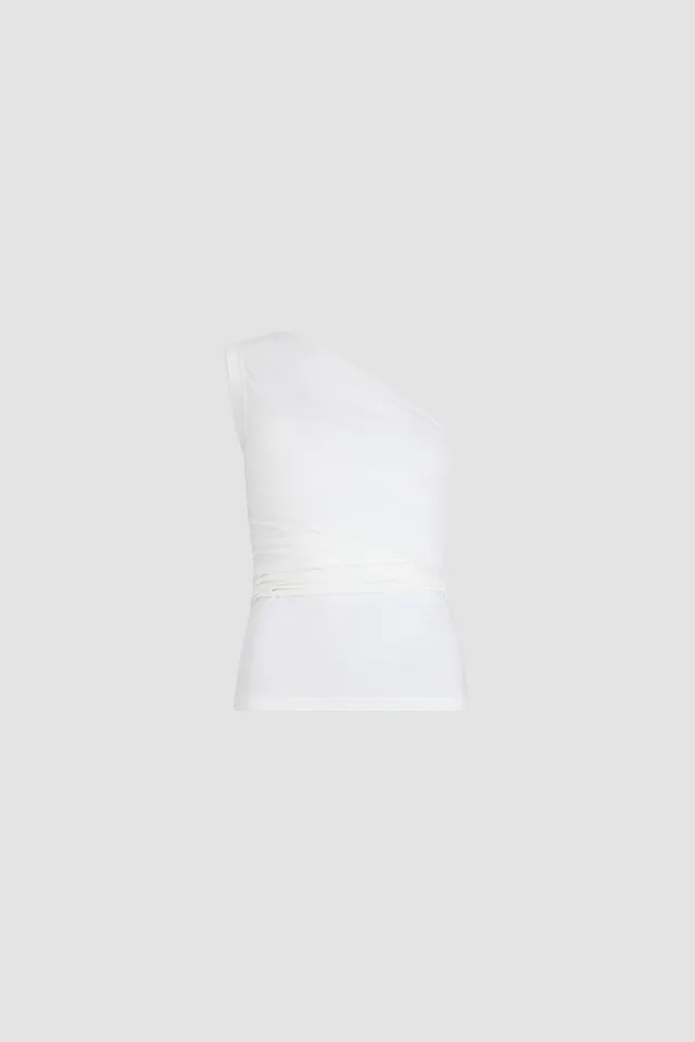 Patou JE154 top une-épaule coton bio blanc