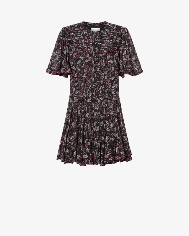 Isabel Marant Daynia robe noir framboise voile coton