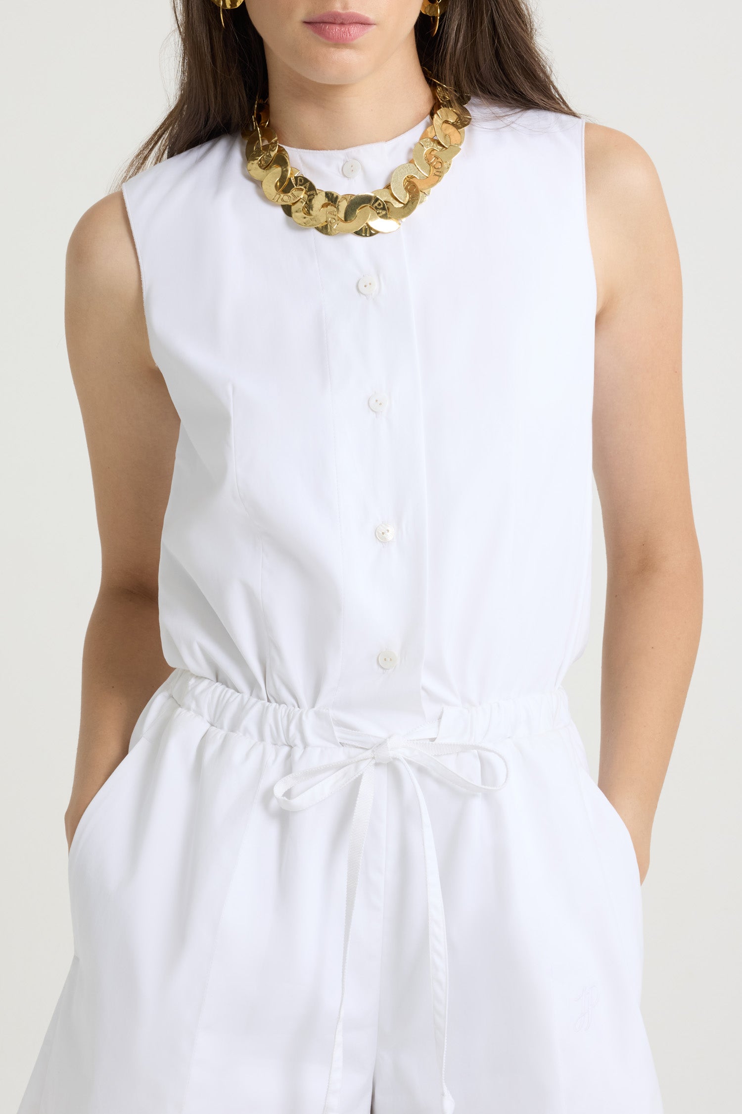 Patou P25JU0030017001W combishort coton blanc dos ouvert