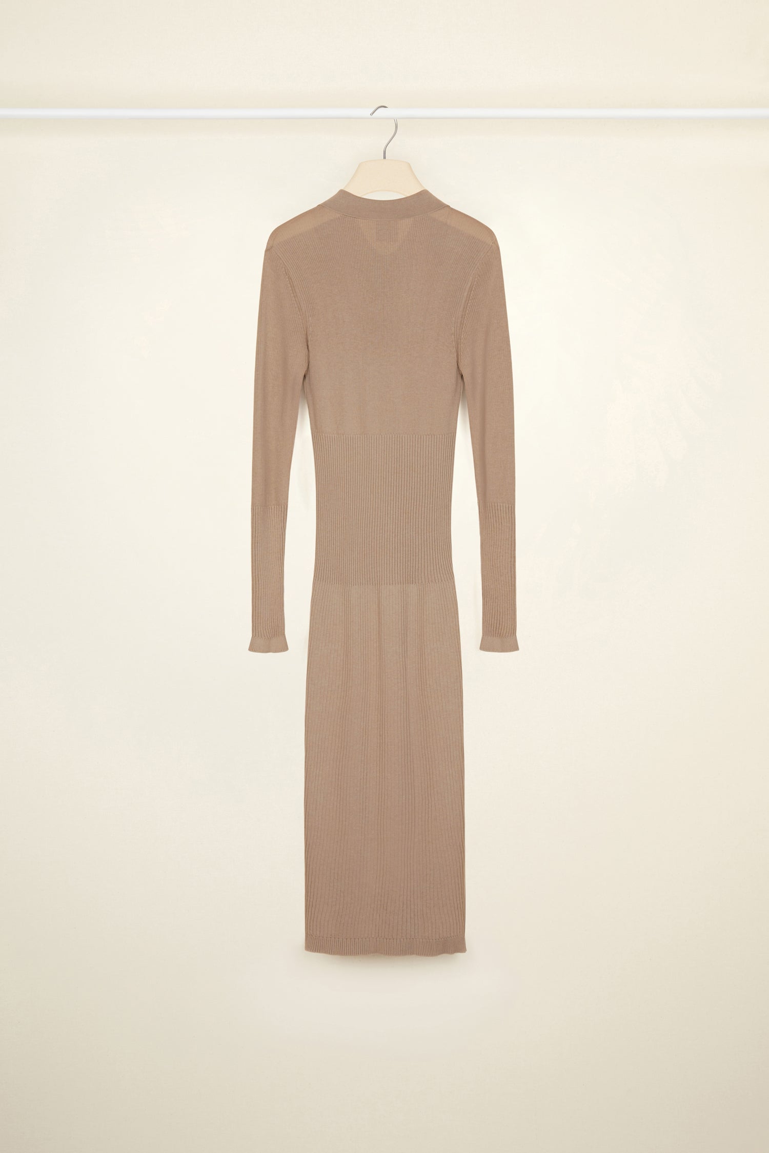 Patou KN080 robe polo coton bio Parchment midi manches longues