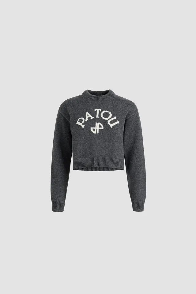 Patou KN278 pull laine cachemire logo gris Mercury