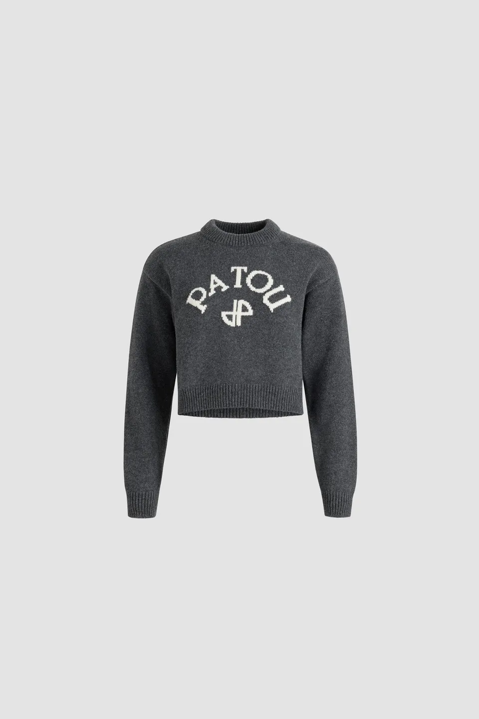 Patou KN278 pull laine cachemire logo gris Mercury